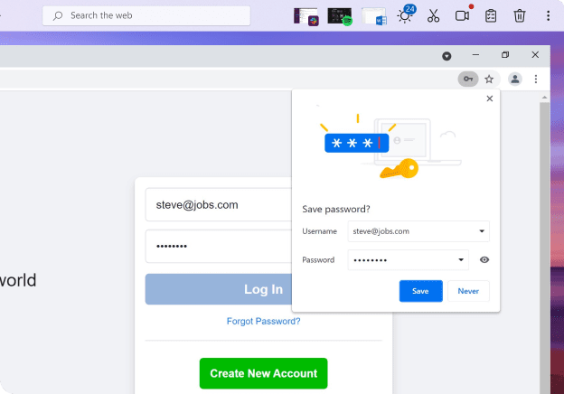 Store your passwords securely in the OneLaunch browser.